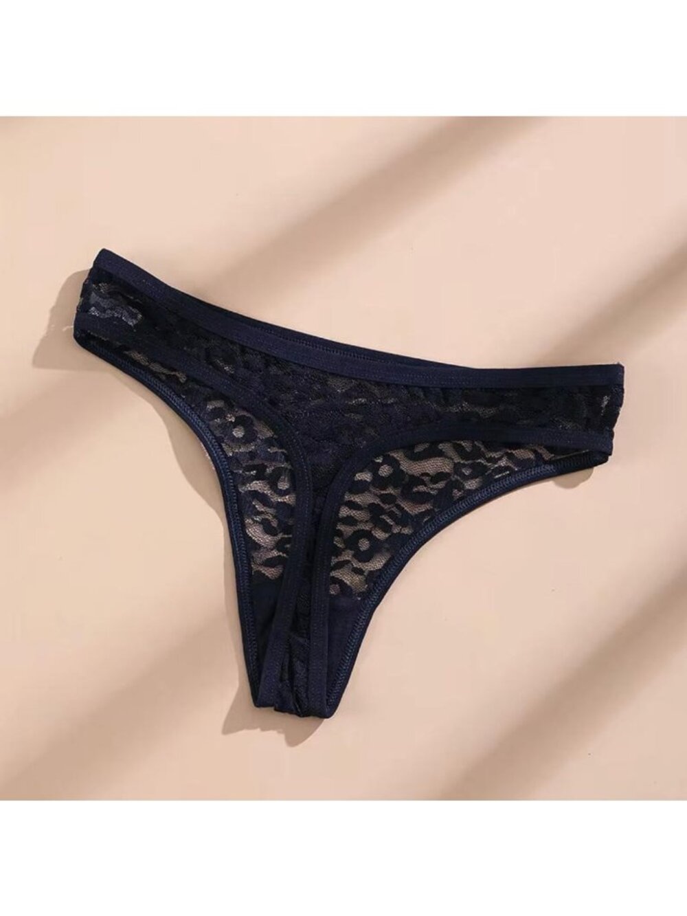 5PCS Black Women's Fashionable Semi Transparent Thong, Comfortable Sexy Linge